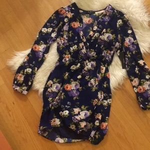 Lulu’s floral wrap dress; long sleeve. L